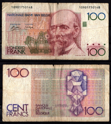 Бельгия 100 франков ND (1978-1981) Pick 140 a (1) бумага 7217-22-3-2