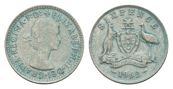 Австралия 6 пенсов 1962 Елизавета II (1952-2022) KM 58 серебро 4630-1061