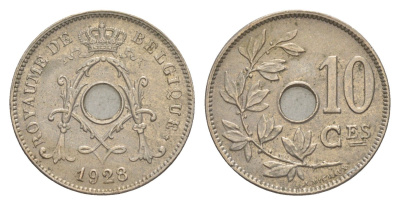 Бельгия 10 сантимов 1928 Belgique, Альберт I (1909-1934) KM 85 медно-никель aUNC 4640-1166