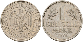 ФРГ 1 марка 1978 J KM 110, J. 385 медно-никель 4159-1143