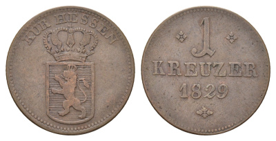Гессен-Кассель 1 крейцер 1829 Вильгельм II (1821-1847) KM 582 медь 1531-1522