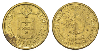 Португалия 10 эскудо 1987 Совет Европы - Программа «Сельский мир» KM 638 никель латунь aUNC 4626-334