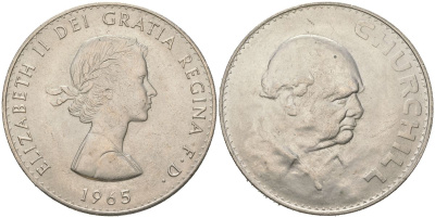 Великобритания 1 крона (5 шиллингов) 1965 Уинстон Черчилль, Елизавета II (1952-2022) KM 910, Spink 4144 медно-никель UNC 00-1067-4-42
