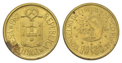 Португалия 10 эскудо 1987 Совет Европы - Программа «Сельский мир» KM 638 никель латунь aUNC 4626-334