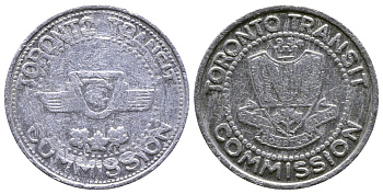 КАНАДА ТРАНСПОРТНЫЙ ЖЕТОН 1954 TORONTO TRANSIT COMMISSION, ТРАНЗИТНЫЙ алюминий 53-114