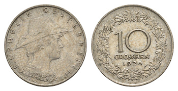 Австрия 10 грошей 1925 KM 2838 медно-никель 4639-1048