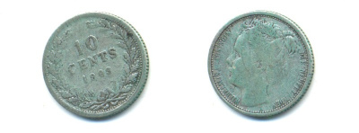 НИДЕРЛАНДЫ 10 ЦЕНТОВ 1903 KM 135 серебро 84-932