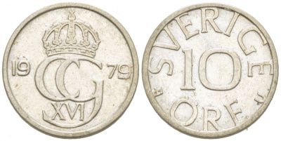Швеция 10 эре 1979 U Карл XVI Густав (1973- ) KM 850 медно-никель 3955-341