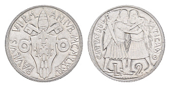 Ватикан 2 лиры 1975 Священный год KM 125 алюминий UNC 4632-912