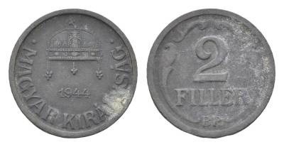 Венгрия 2 филлера 1944 BP KM 519 цинк 4664-917