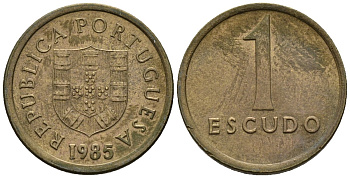 Португалия 1 эскудо 1985 KM 614 никель латунь 4147-618