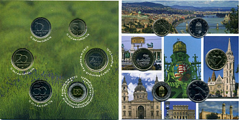 Венгрия набор из 6 монет 2013 официальный выпуск, в оригинальном картонном буклете, тираж 4000 экз. BUNC 3-4-4-15