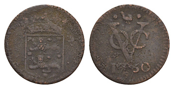 Голландская Ост-Индия 1 дуит 1750 KM 131 медь 4658-1036