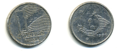 Бразилия 1 крузейро 1990 KM 617 нержавеющая сталь 93-1027