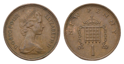 Великобритания 1 пенни 1971 Елизавета II (1952-2022) KM 915, Spink 4237 (B1) бронза 4613-1058