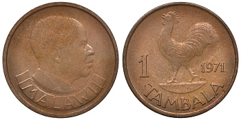 Малави 1 тамбала 1971 петух KM 7.1 бронза aUNC 4118-232