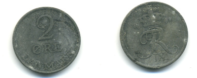 ДАНИЯ 2 ЭРЕ 1965 C;S, ФРИДЕРИК IX (1947-1972) KM 840.2 цинк 3999-224