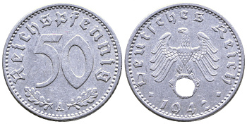 Германия 50 рейхспфеннигов 1942 А KM 96, J. 372 алюминий 4390-437