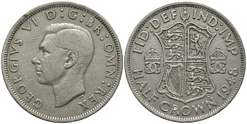 Великобритания 1/2 кроны 1948 Георг VI (1936-1952) KM 866, Spink 4101 медно-никель 4111-1135