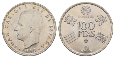 Испания 100 песет 1980 (80) M, Хуан Карлос I (1975-2014) KM 820 медно-никель UNC 4645-826