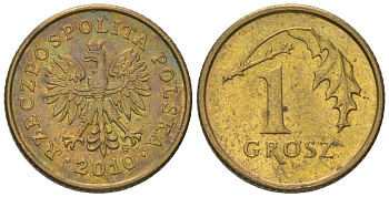 Польша 1 грош 2010 MW Y 276 марганец латунь aUNC 4617-1164