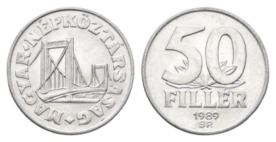 Венгрия 50 филлеров 1989 BP мост Елизаветы в Будапеште KM 574 алюминий UNC 4668-341