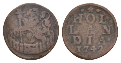 Нидерланды, Голландская Республика, Голландия 1 дуит 1742 KM 80 медь 4655-549