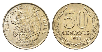 Чили 50 сентаво 1975 KM 206 медно-никель UNC 4664-116