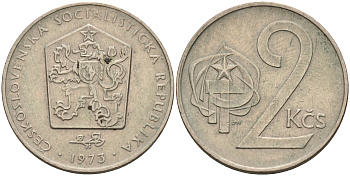 Чехословакия 2 кроны 1973 KM 75 медно-никель    4143-334
