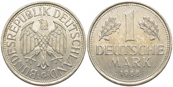 ФРГ 1 МАРКА 1990 J J.385, KM 110 медно-никель 3856-235