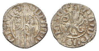 Киликийская Армения трам 1226-1271 Хетум I и царица Забель, держат крест/лев с патриаршим крестом  серебро    1516-721