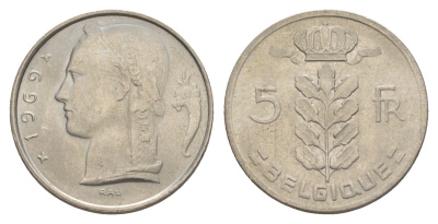 Бельгия 5 франков 1969 Belgique, Бодуэн I (1951-1993) KM 134 медно-никель 4539-155