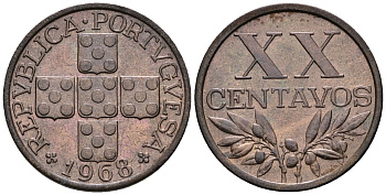 Португалия 20 сентаво 1968 KM 584 бронза 4147-568