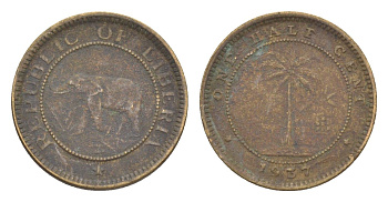 Либерия 1/2 цента 1937 KM 10 латунь 4614-837