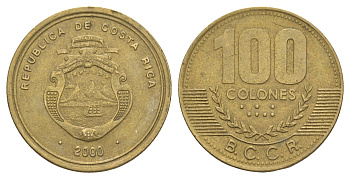 Коста-Рика 100 колонов 2000 KM 240 алюминиевая бронза 4646-253