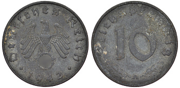 Германия 10 рейхспфеннигов 1942 A KM 101, J 371 цинк 25-1733