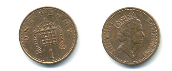 Великобритания 1 пенни 1987 Елизавета II (1952-2022) КМ 935, Spink 4381 (B3) бронза 59-1641