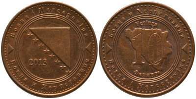 Босния и Герцеговина 10 фенингов 2013 KM 115 сталь плакированная медью 4549-343