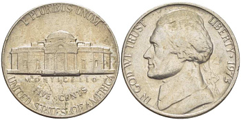 США 5 ЦЕНТОВ 1973 ДЖЕФФЕРСОН KM А192 медно-никель 119-1037