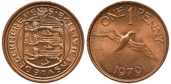 Гернси 1 пенни 1979 Елизавета II KM 27 бронза UNC M52-21