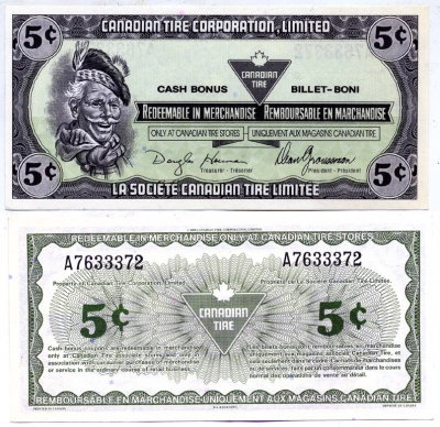 КАНАДА TIRE MONEY 5 ЦЕНТОВ ND CASH BONUS BILLET BONI бумага UNC (ПРЕСС) 7146-51-1-1