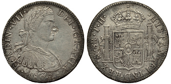 МЕКСИКА 8 РЕАЛОВ 1809 TH, ФЕРДИНАНД VII KM 110 серебро 3875-723