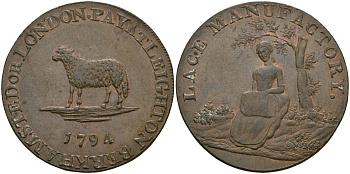 Великобритания, Бедфордшир 1/2 пенни 1794 токены Кондера Dalton & Hamer 3, Atkins 2 медь 000-000