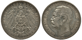 Баден 3 марки 1912 Фридрих II (1907-1918) J. 39, KM 280 серебро    3711-1721