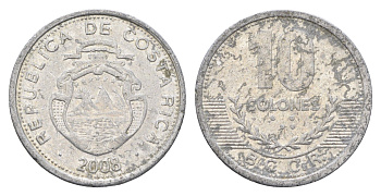 Коста-Рика 10 колонов 2008 KM 228b алюминий 4663-957