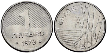 Бразилия 1 крузейро 1979 сахарный тростник KM 590 нержавеющая сталь 4516-517