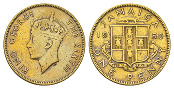 Ямайка 1 пенни 1950 KM 35 никель латунь 4628-553