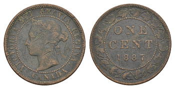 Канада 1 цент 1887 Виктория (1837-1901) KM 7 бронза 4631-554
