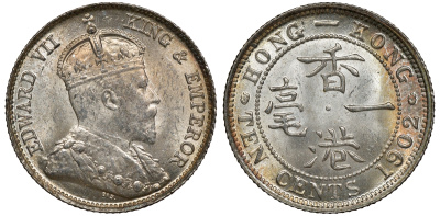 Гонконг 10 центов 1902 Эдуард VII (1901-1910) KM 13 серебро UNC 91-857