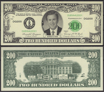 США 200 долларов 2001 Джордж Буш — младший бумага UNC (пресс) 7197-12-2